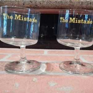 THE MISTAKE Drunk Uneven Fun Gift Titled Bar Cocktail Glasses TWO Rocks Humor